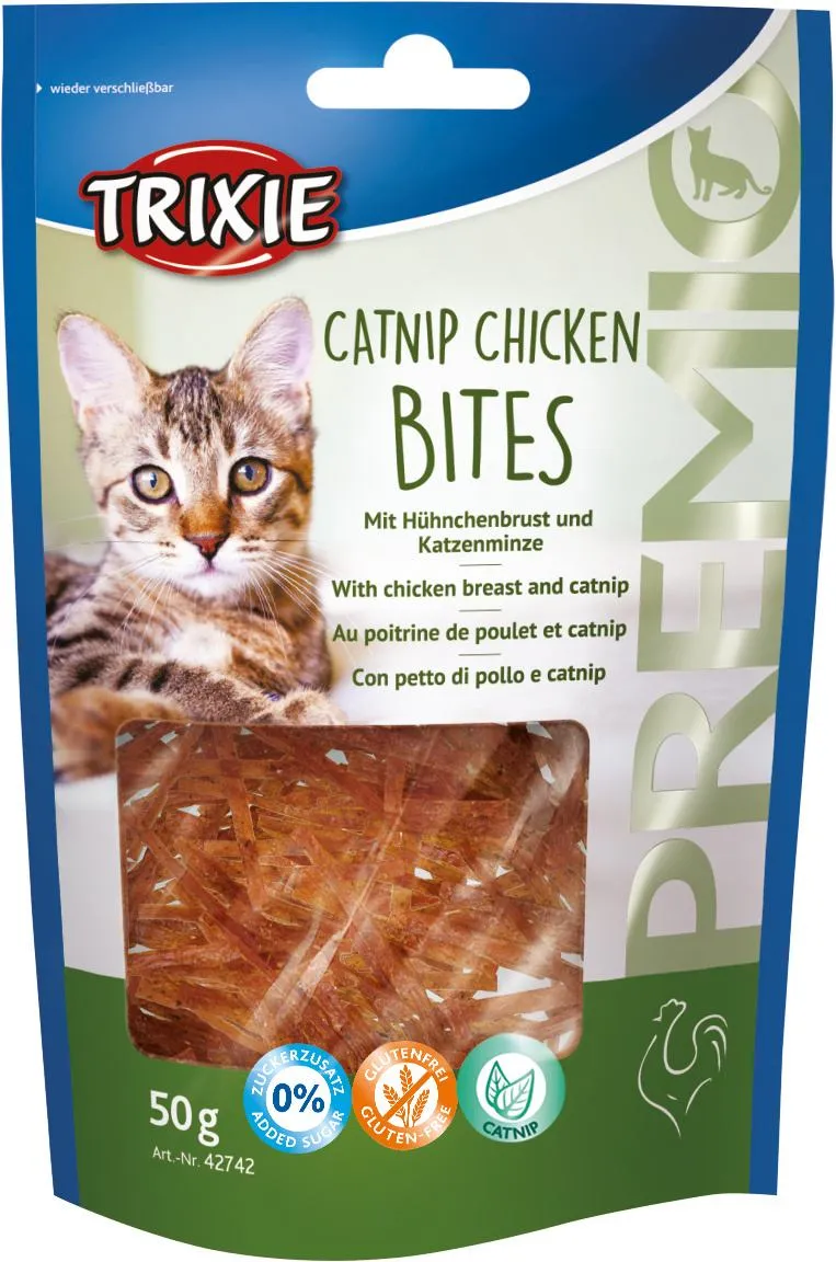 Trixie Лакомство Premio Catnip Chicken Bites для кошек кусочки с куриной грудкой и кошачьей мятой 50 г