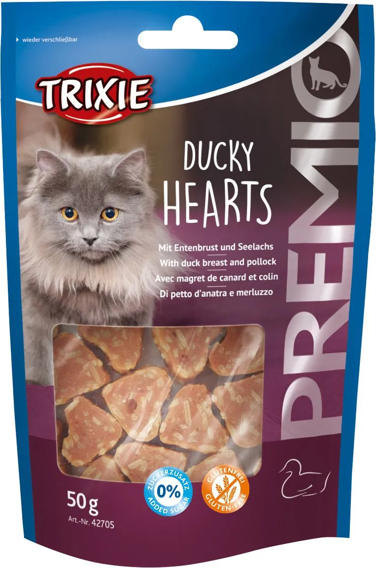 Trixie Лакомство Premio Ducky Hearts для кошек сердечка с уткой и рыбой 50 г