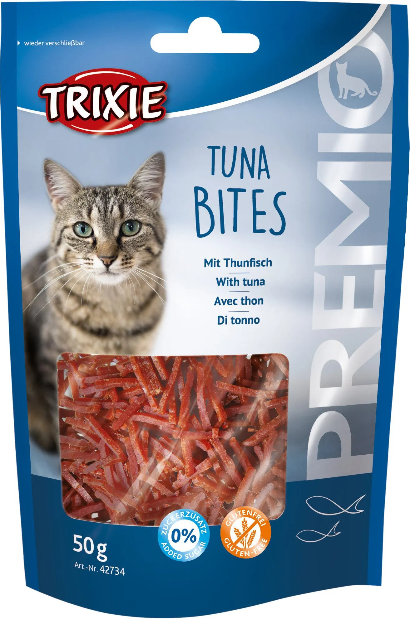 Trixie Лакомство Premio Tuna Bites для кошек кусочки с тунцем и курицей 50 г