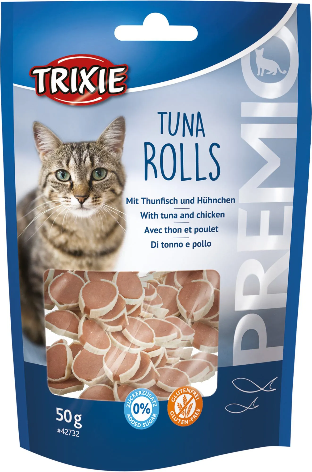 Trixie Лакомство Premio Tuna Rolls для кошек кусочки с тунцем и курицей 50 г