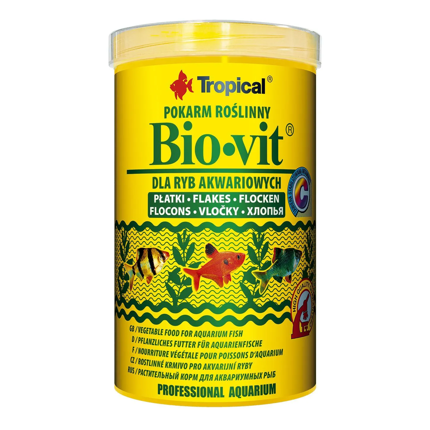 Tropical Bio-Vit, 1 л/200 г, корм для травоїдних акваріумних риб, пластівці