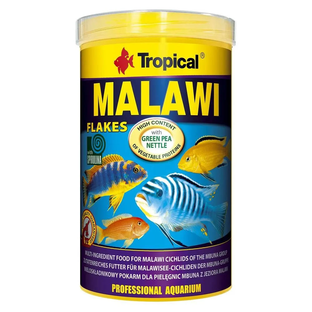 Tropical Malawi Flakes with Spirulina, 1 л/200 г, корм для рыб цихлид, аналог природного корма, применяется профессиональными розвідниками