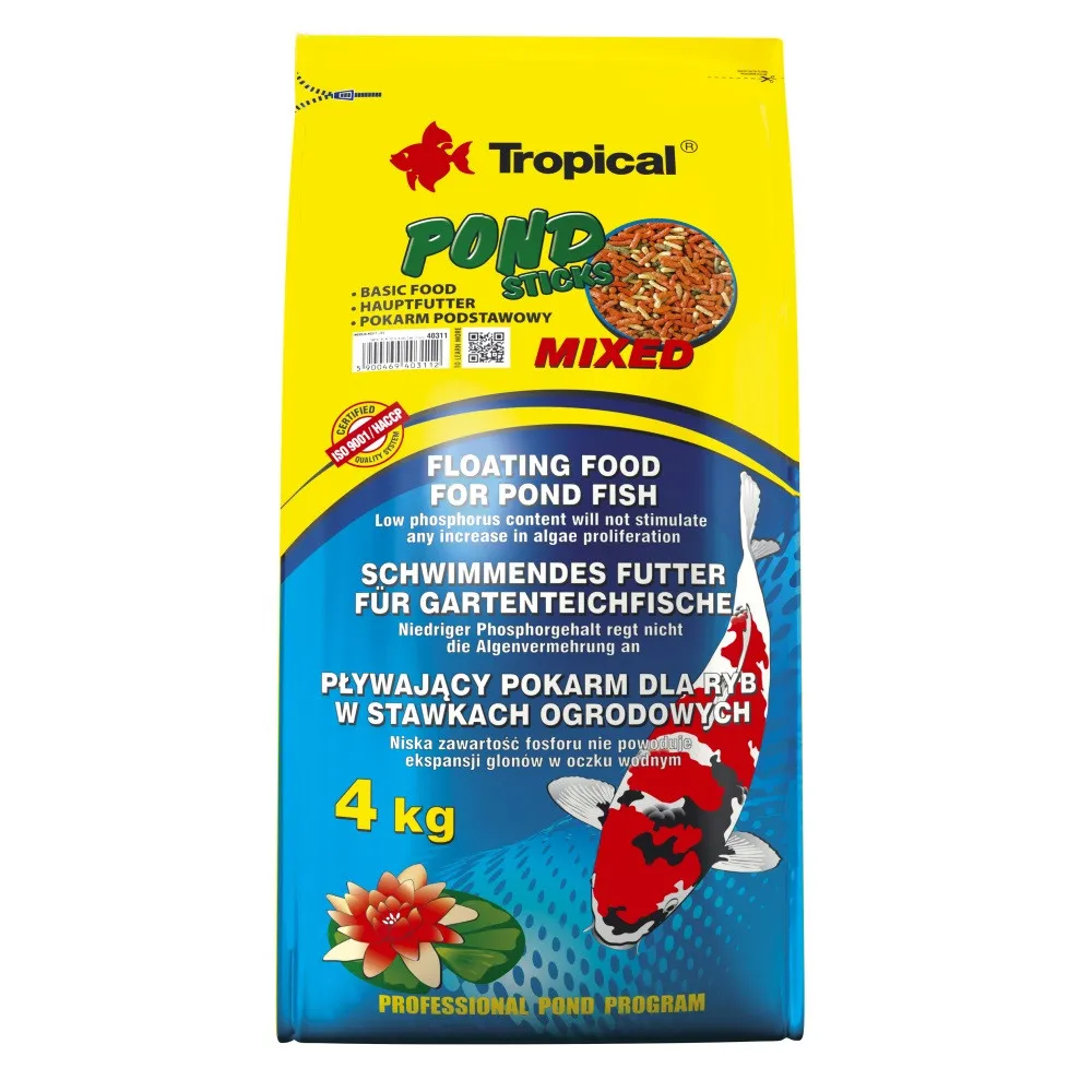 Tropical Pond Sticks Mixed, 50 л/4 кг, корм для прудовых рыб, хлопья