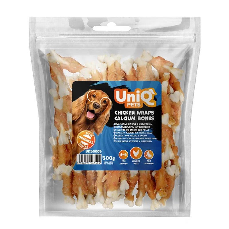 UniQ PETS ласощі для собак, курка на кальцієвих кістках - 500 г