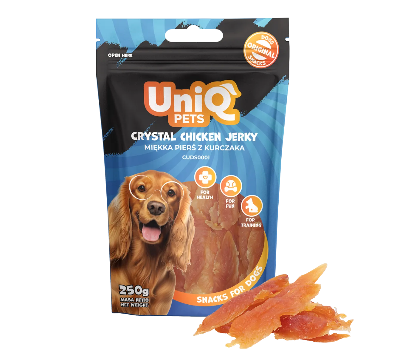 UniQ PETS ласощі для собак, в'ялене куряче м'ясо - 250 г