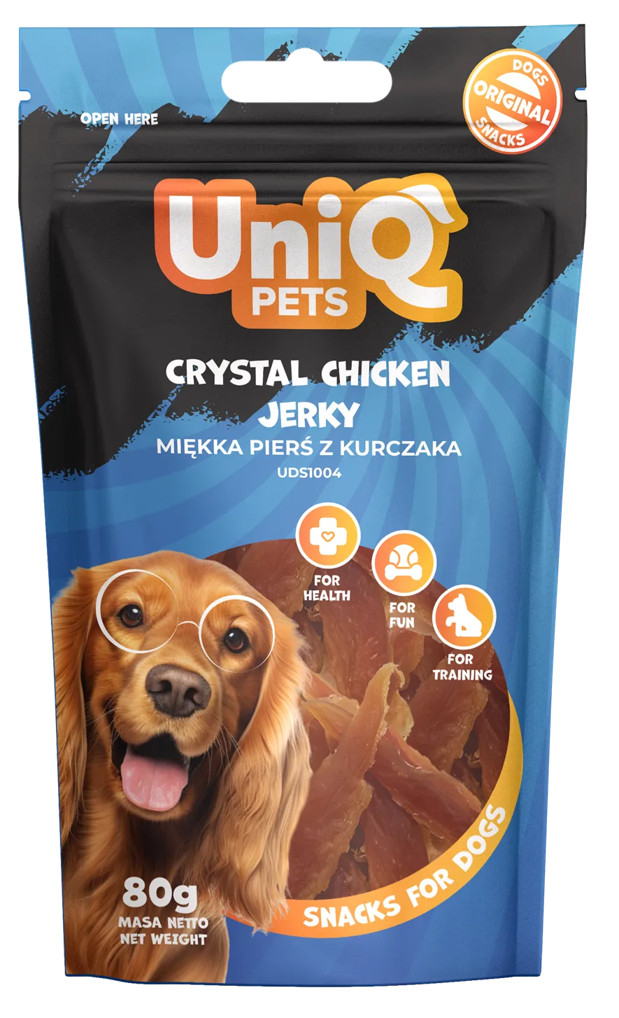 UniQ PETS ласощі для собак, в'ялене куряче м'ясо - 80 г