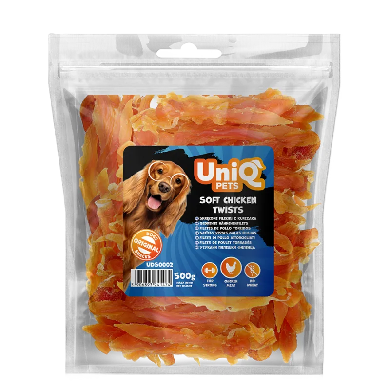 UniQ PETS ласощі для собак, м'які курячі полоски - 500 г