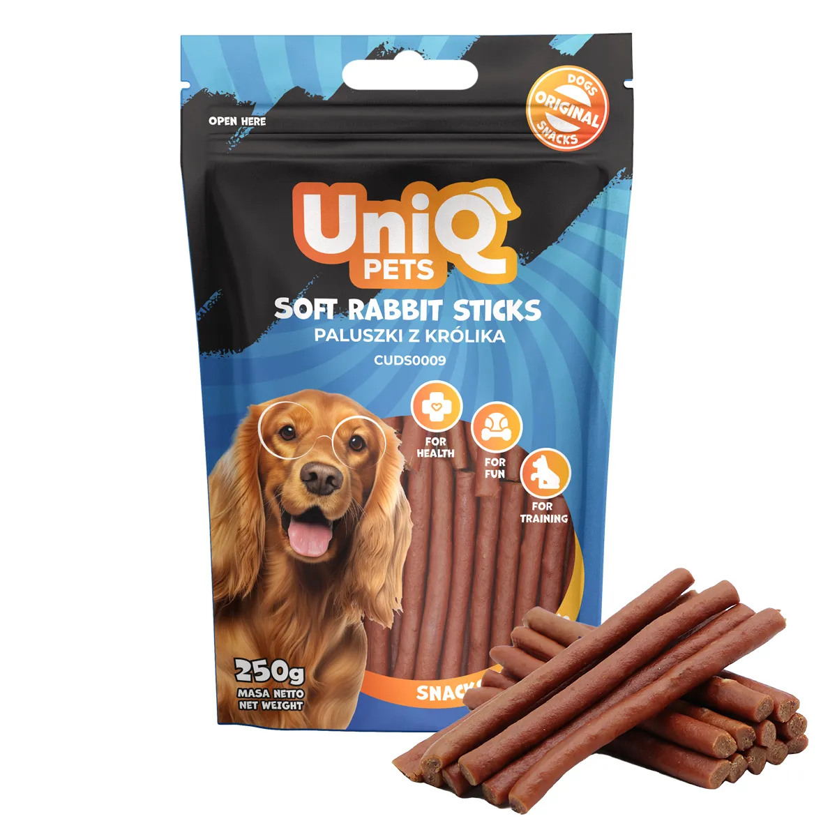 UniQ PETS ласощі для собак, м'які палички з кролика - 250 г