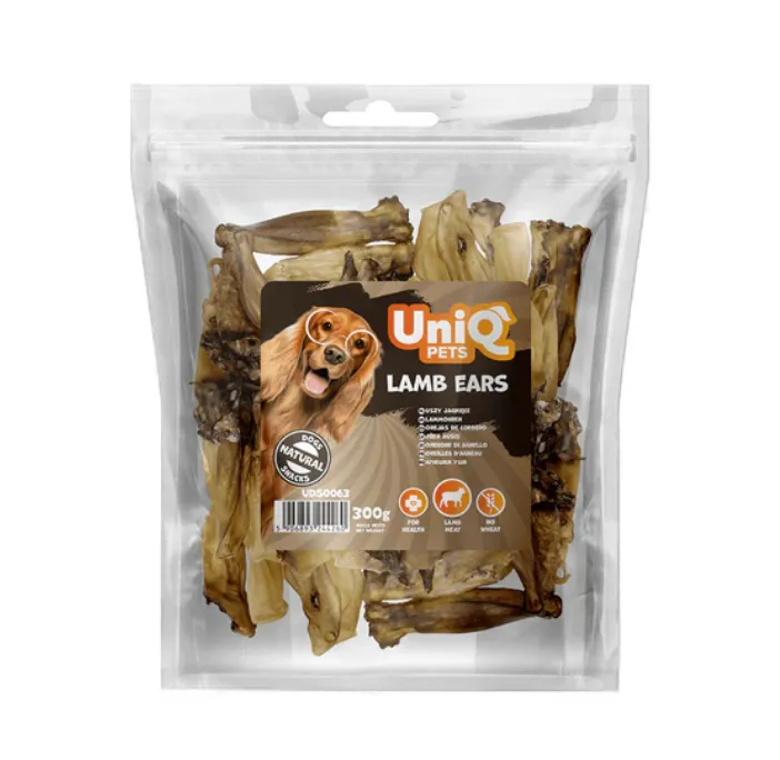 UniQ PETS лакомство для собак, уши ягненка - 300 г