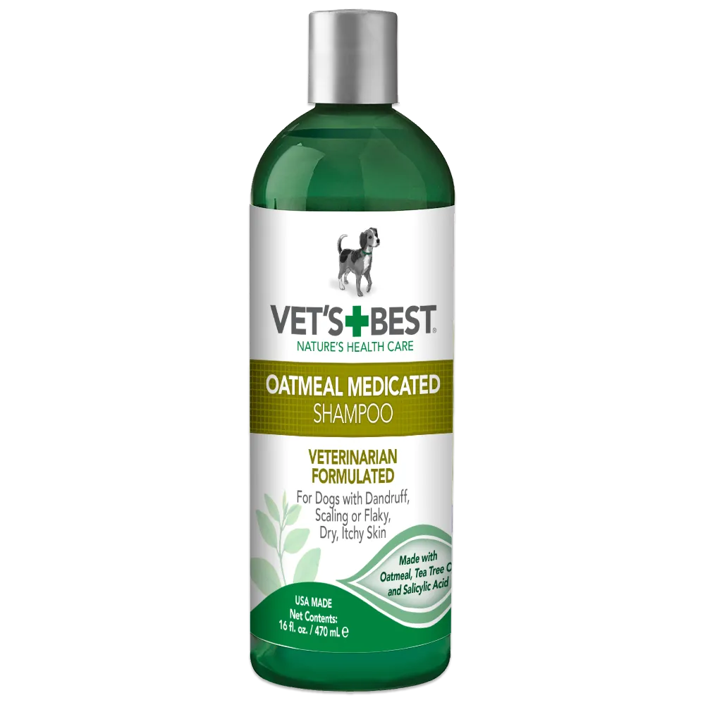 Vet's Best Dog Oatmeal Medicated Shampoo шампунь для собак от перхоти, шелушения, для сухой кожи – 470 мл