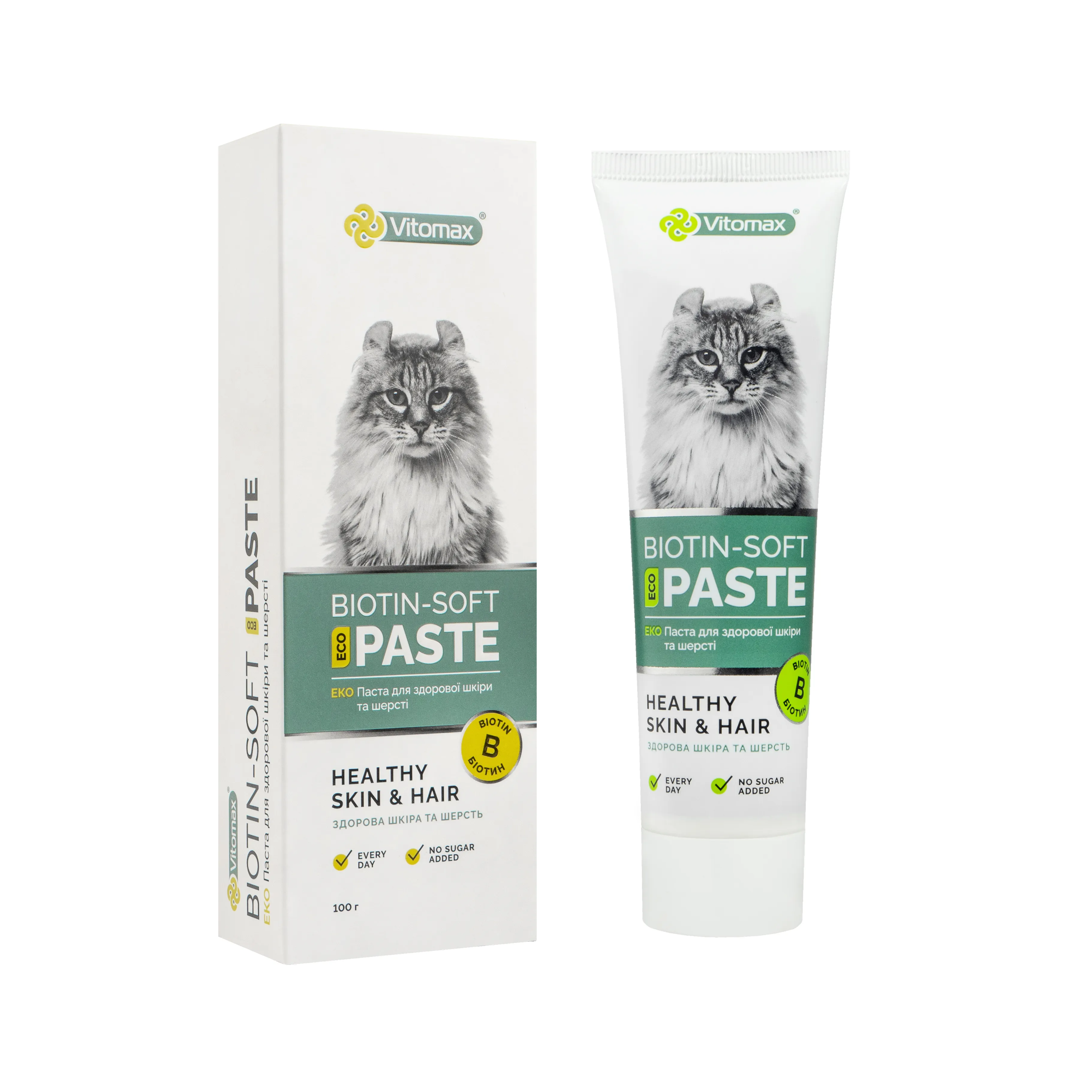 Vitomax Biotin-Soft Paste ЭКО паста для здоровой кожи и шерсти кошек (100 г)