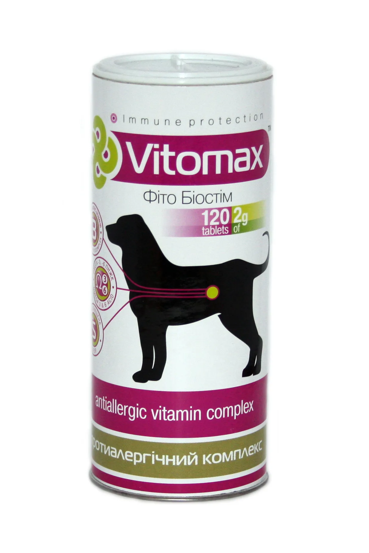 Vitomax Фито Биостим витаминный противоаллергенный комплекс для собак (120 табл./2 г)