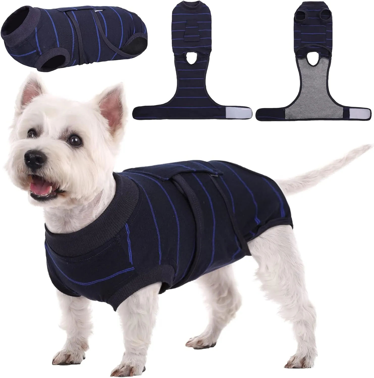 Wan Talk Recovery Suit, Dark Blue Stripe попона для восстановления собак (размер: XS; цвет: Синий)