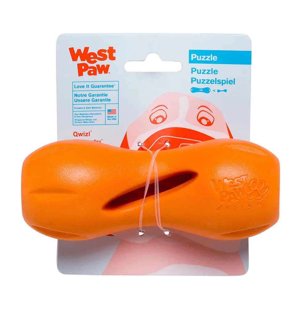 West Paw Qwizl Treat Toy Small Tangerine игрушка для собак Квизл для лакомства, малый (цвет: оранжевый; размер S 14 см)