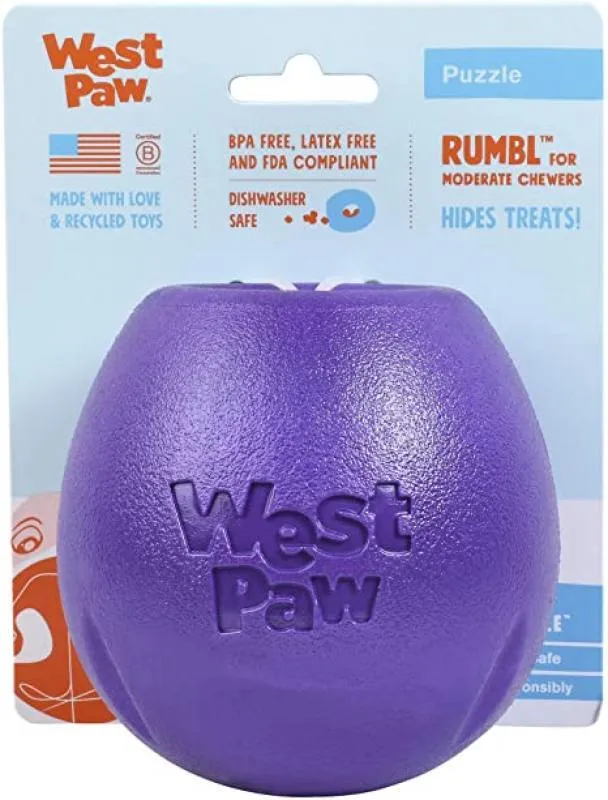 West Paw Zogoflex Echo Rumbl Small Eggplant игрушка для собак Румбл для лакомства, малый (цвет: фиолетовый; размер: S 9x8x9 см)