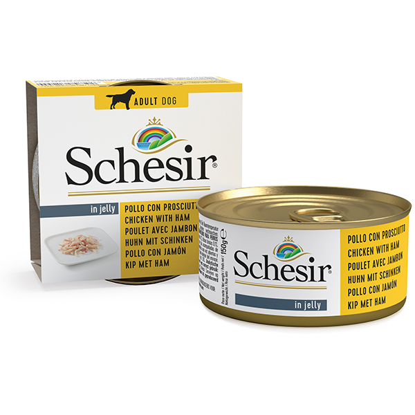 Schesir Chicken Ham консервы для собак куриное филе с ветчиной в желе (банка) 150 г